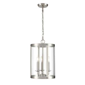 Aydenn 180-Watt 3-Light Brushed Nickel Pendant-Light Clear Shade