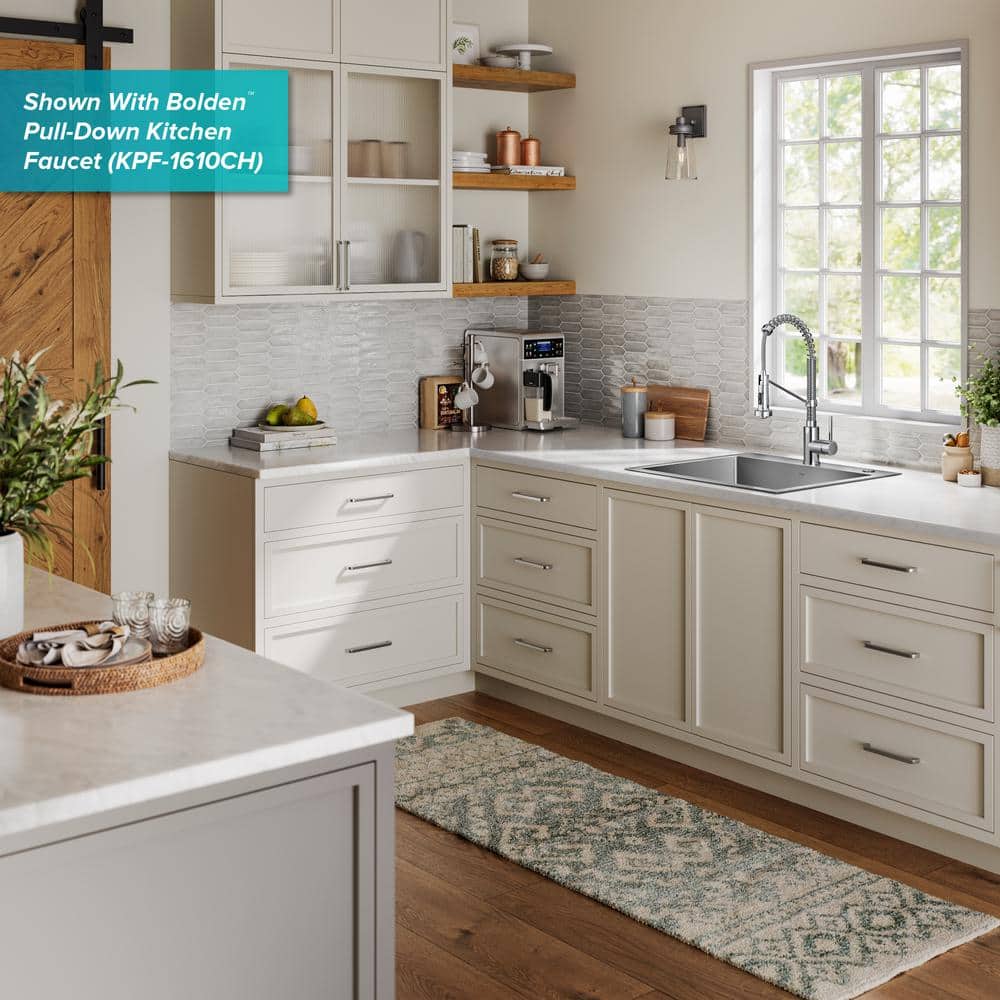 25-Inch Satin Stainless Steel Single Bowl Drop-In Kitchen Sink Set