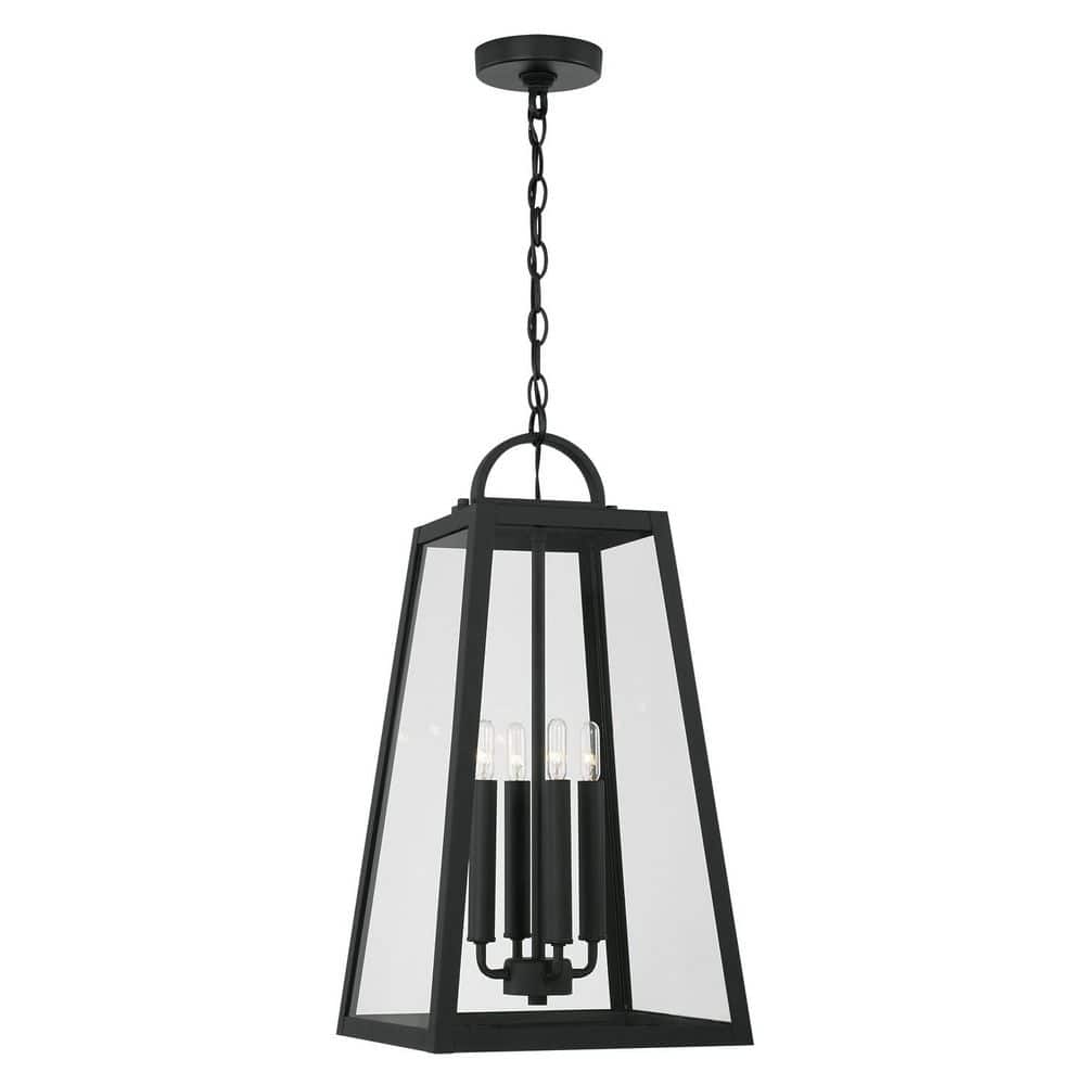 Leighton 23 in. 4-Light Black Outdoor Pendant Light with Clear Glass and No Bulbs Included price history on PriceWatchPro