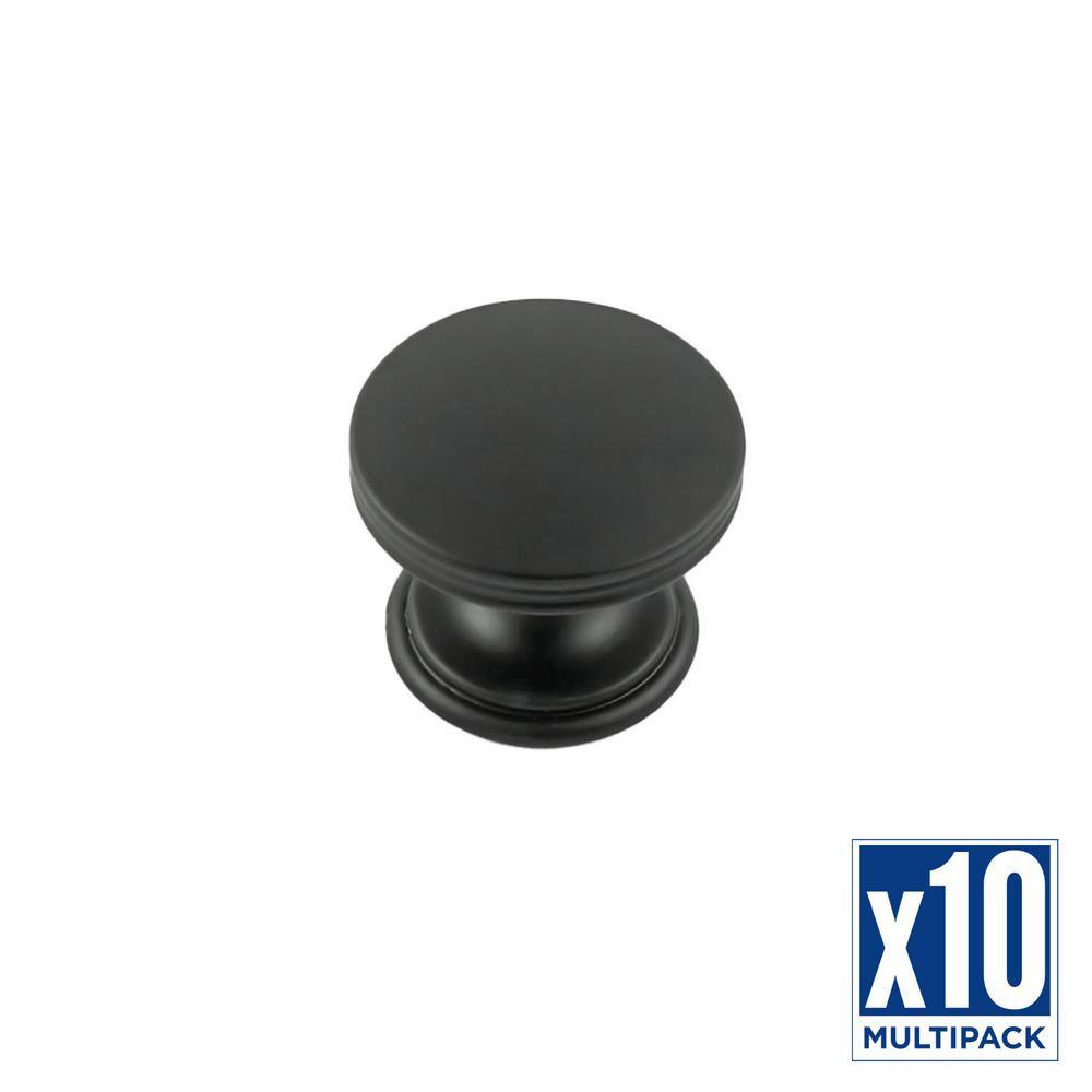 HICKORY HARDWARE American Diner 13/8 in. Dia Matte Black Knob (10Pack