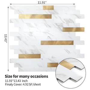 Marble Collection Carla with Gold 12 in. x 12 in. PVC Peel and Stick Tile (5 sq. ft./5-Sheets)