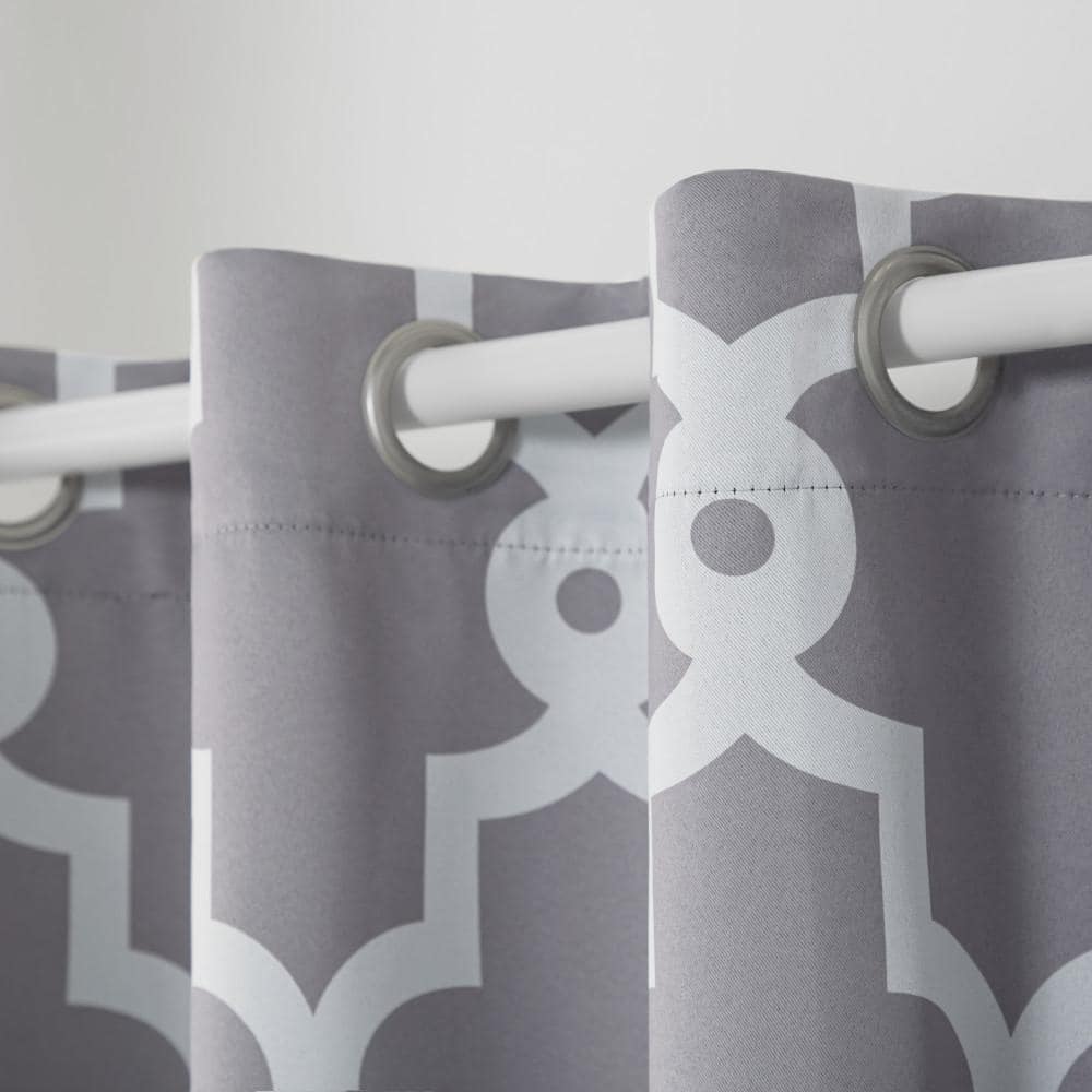 Silver and Mecca Orange Polyester Blackout Grommet Window Panels