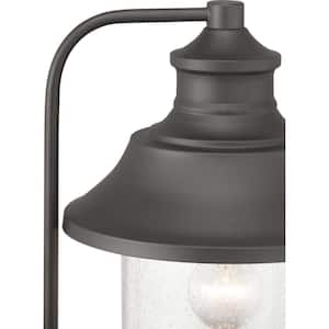 Weldon Collection 1-Light Architectural Bronze Clear Seeded Glass Farmhouse Outdoor Post Lantern Light