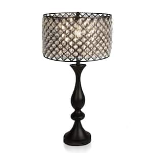 28 in. 1-Light Chrome Crystal Black Vintage Lighthouse Shape Table Lamp without Bulb