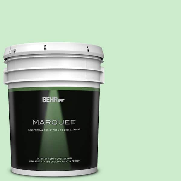 BEHR MARQUEE 5 gal. #P390-2 Chilled Mint Semi-Gloss Enamel Exterior Paint & Primer
