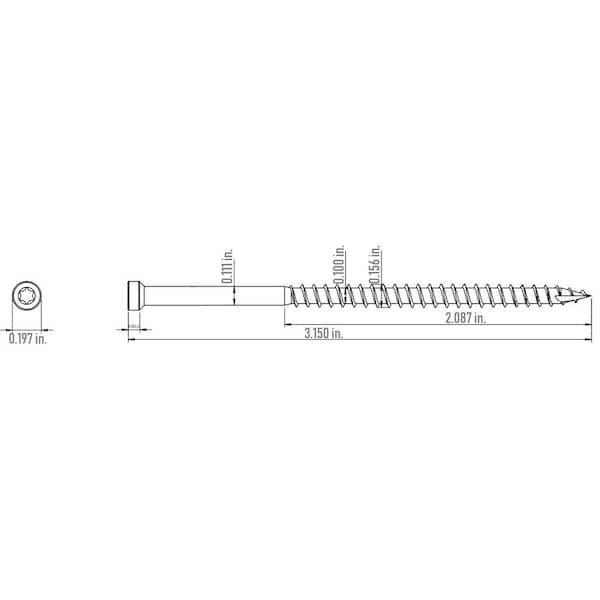 #8 x 3-1/8 in. Star Drive Trim-Head Wood Deck Finish Screw (300-Per Pack)