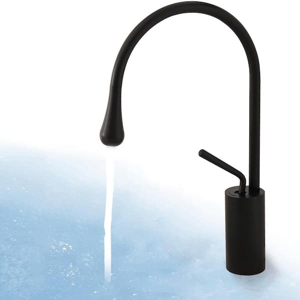 BWE Single Hole Single-Handle HIgn-Arc Bathroom Faucet in Matte Black