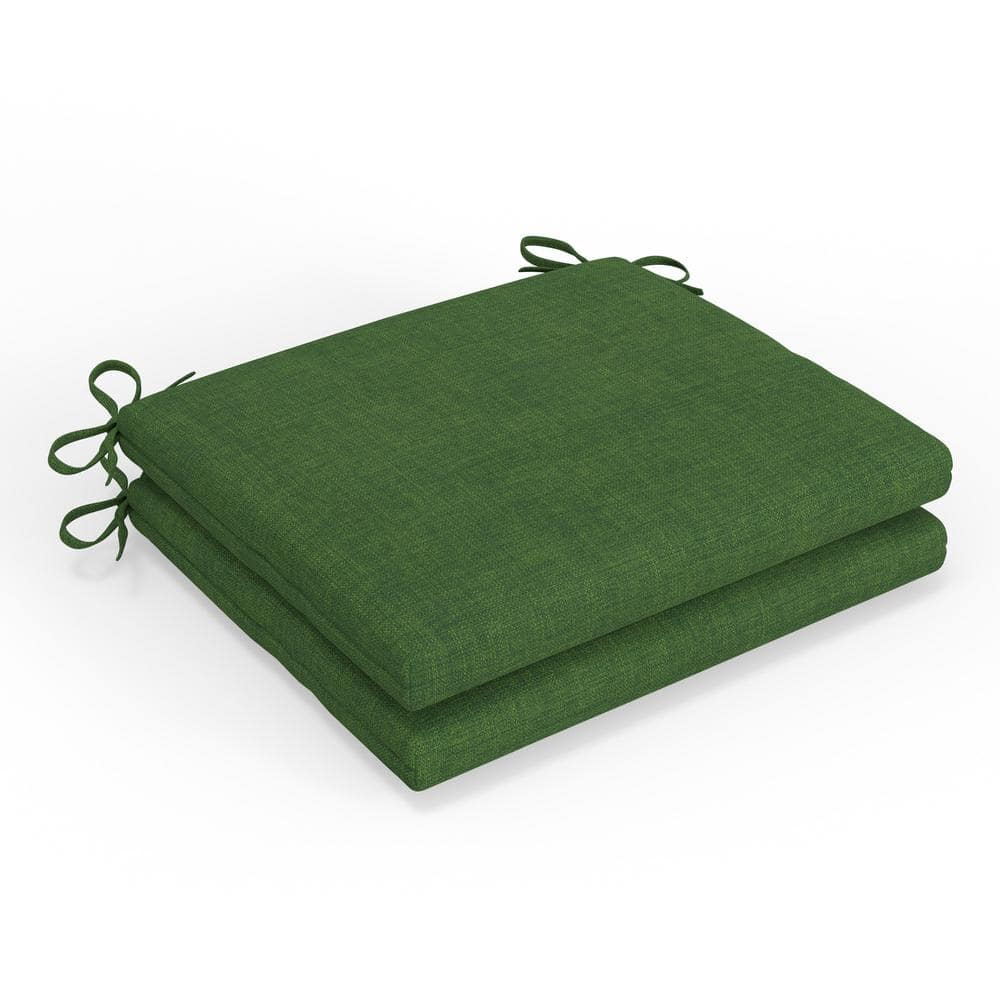 Pillow Perfect Solid Twill 18.5 in W x 3 in H Square Outdoor Chair Pad Cushion with Ties 2-Count in Green Splash