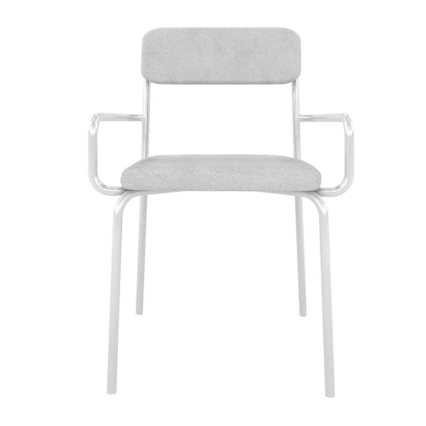 Manhattan Comfort Whythe Modern White Faux Leather Upholstered Dining Arm Chair