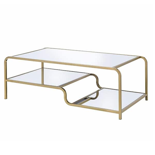 Acme Furniture Astrid Gold and Clear Glass Coffee Table 81090