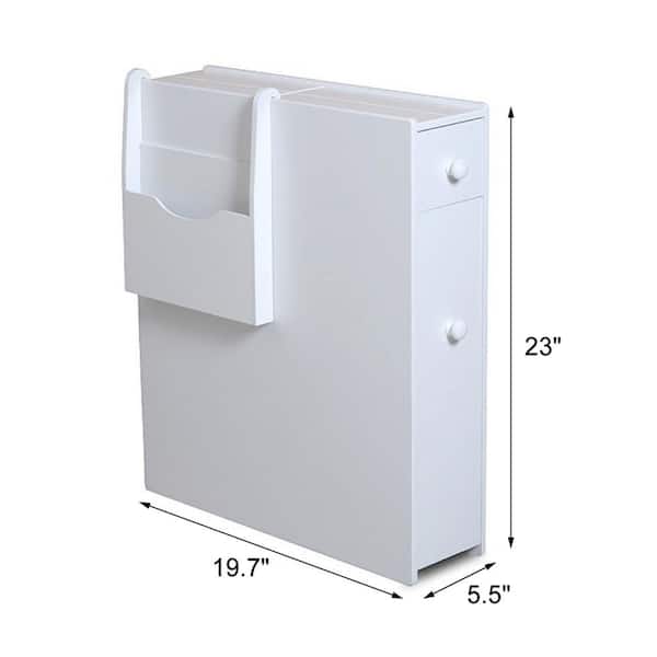 Aoibox 5.5 in. W x 19.7 in. D x 23 in. H in White Assembled Bathroom Storage Cabinet Side Cabinet