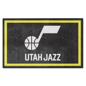 Utah Jazz Black 4 ft. x 6 ft. Plush Area Rug