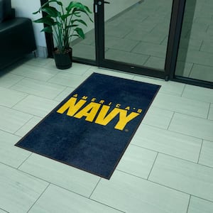 Navy 3 ft. x 5 ft. U.S. Navy High-Traffic Indoor Mat with Durable Rubber Backing Tufted Solid Nylon Rectangle Area Rug