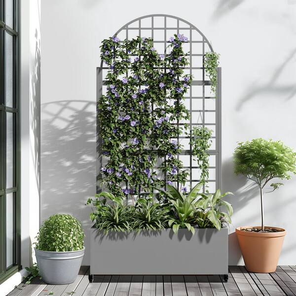 Dovelina 71 in. H Metal Gray Arch Pots and Planter Raised Bed Box with