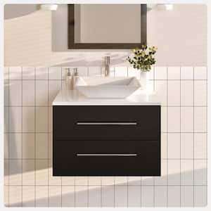 Totti Wave 24 in. W x 21 in. D x 22 in. H Bathroom Vanity in Espresso with White Glassos Top with White Sink
