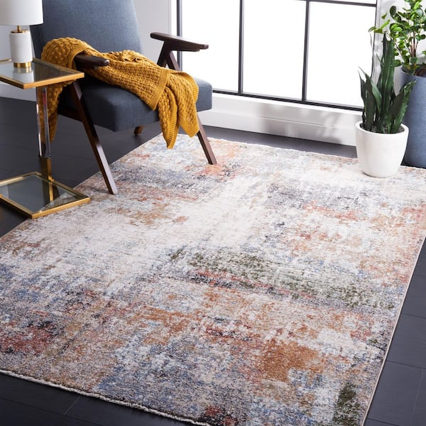 Jasmine 5 ft. x 8 ft. Ivory/Blue Distressed Marble Area Rug