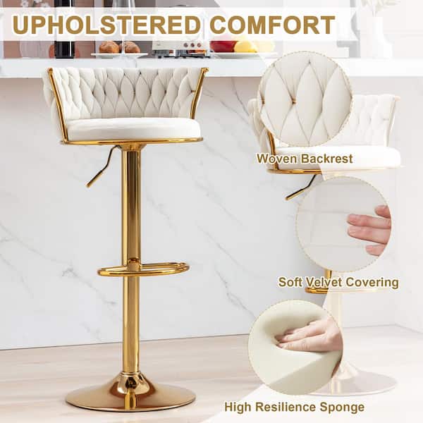 VECELO Adjustable Barstools Set, Counter Height Stools with Back