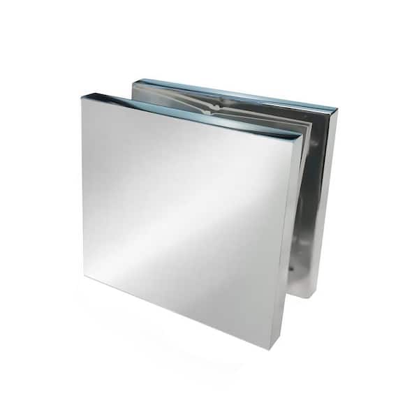 Fab Glass and Mirror Shower Door Square Wall Mount Chrome Finish Heavy-Duty Glass U-Clamp Hole For Fixed Panel Pack of 1