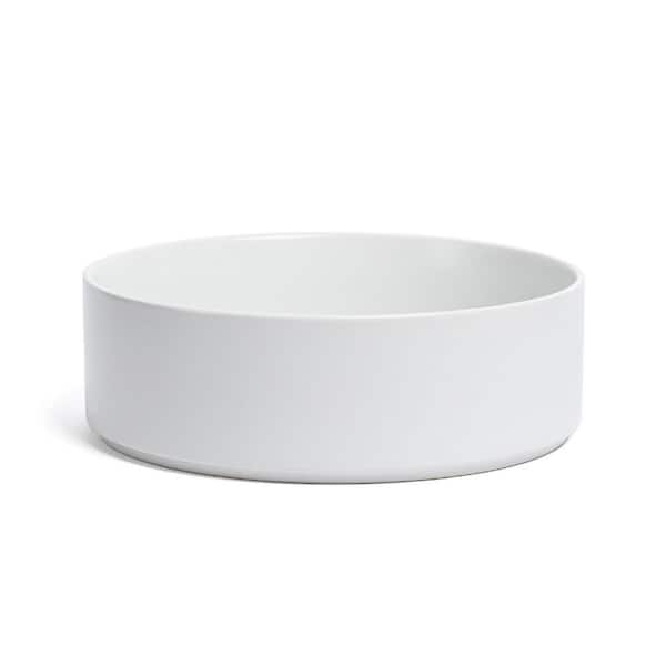 Stackable 10.1 in. 102.4 fl. oz. Semi-Matte White Hand-Finished Stoneware Serving Bowl