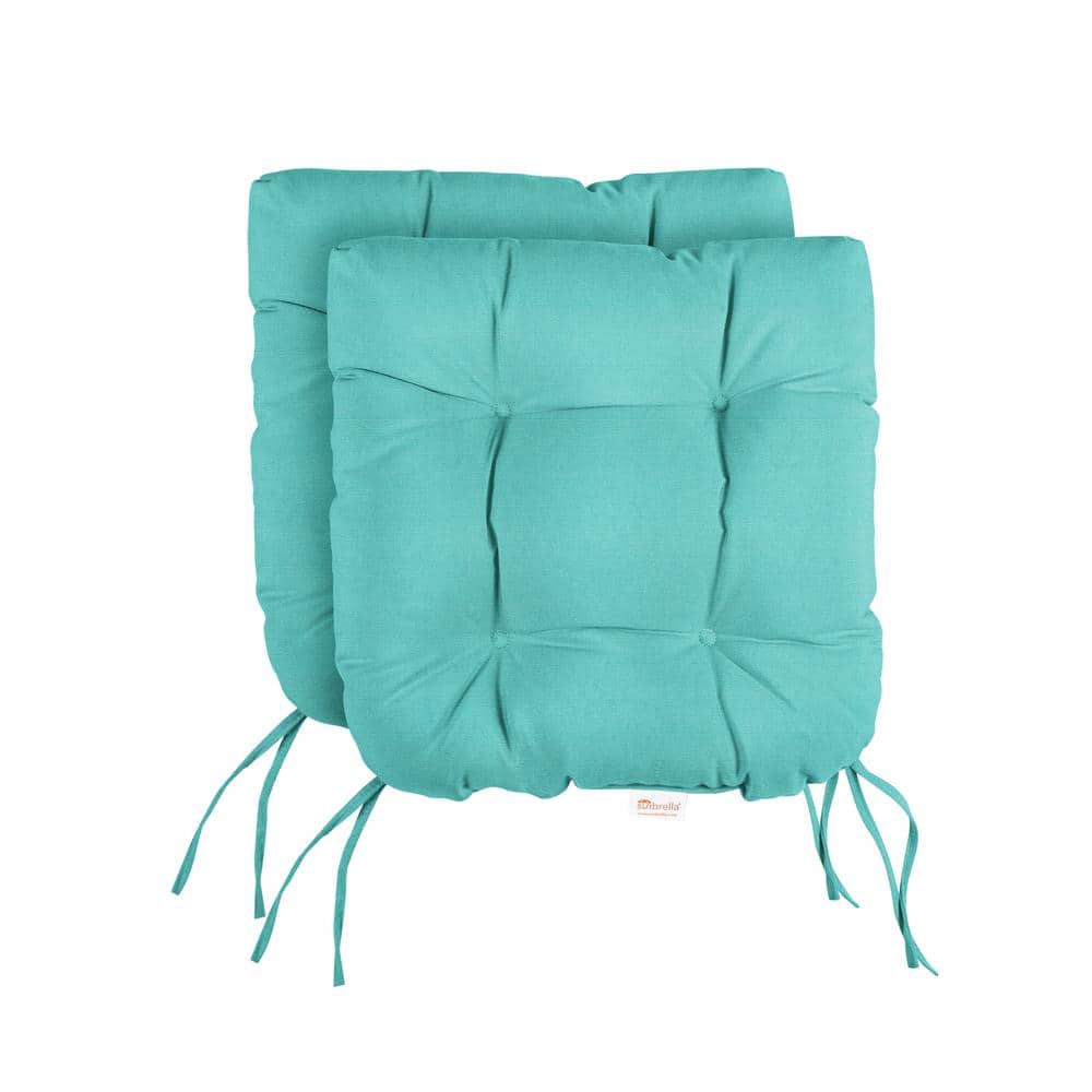 Sunbrella Canvas Aruba Tufted Chair Cushion Round U-Shaped Back 19 x 19 x 3