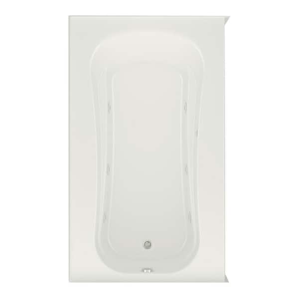 Aquatic Cariani 72 in. Acrylic Whirlpool Bathtub Left Drain Rectangular Alcove in Biscuit
