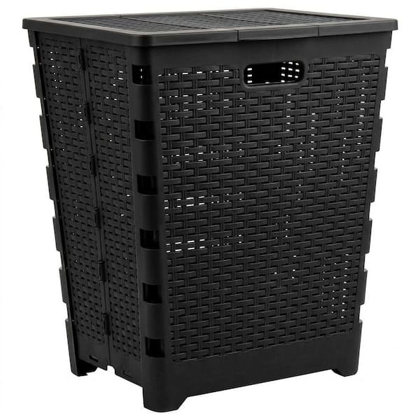 Black 21 x 14 x 10 Rectangle Plastic Laundry Basket (1-Pack)