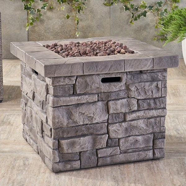 30 in. Gray Square Propane Outdoor Fire Pit