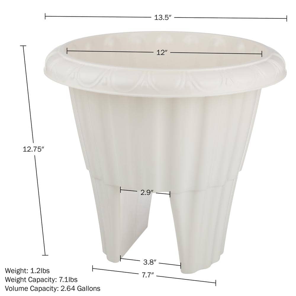White Plastic Outdoor Railing Planter with Drainage Insert