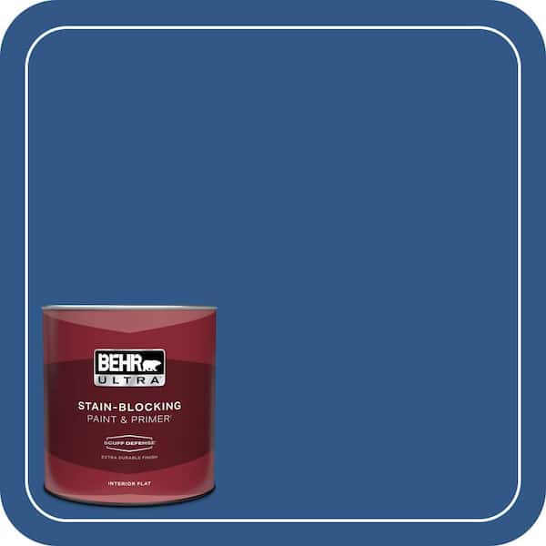 BEHR ULTRA 1 qt. #590B-7 Award Blue Extra Durable Flat Interior Paint & Primer