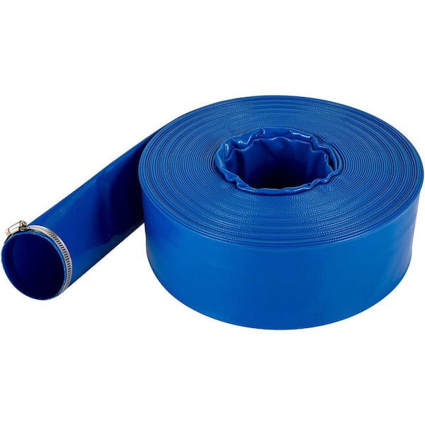 12.89 ft 2" x 105' PVC Lay Flat Discharge Hose-Heavy Duty, Blue