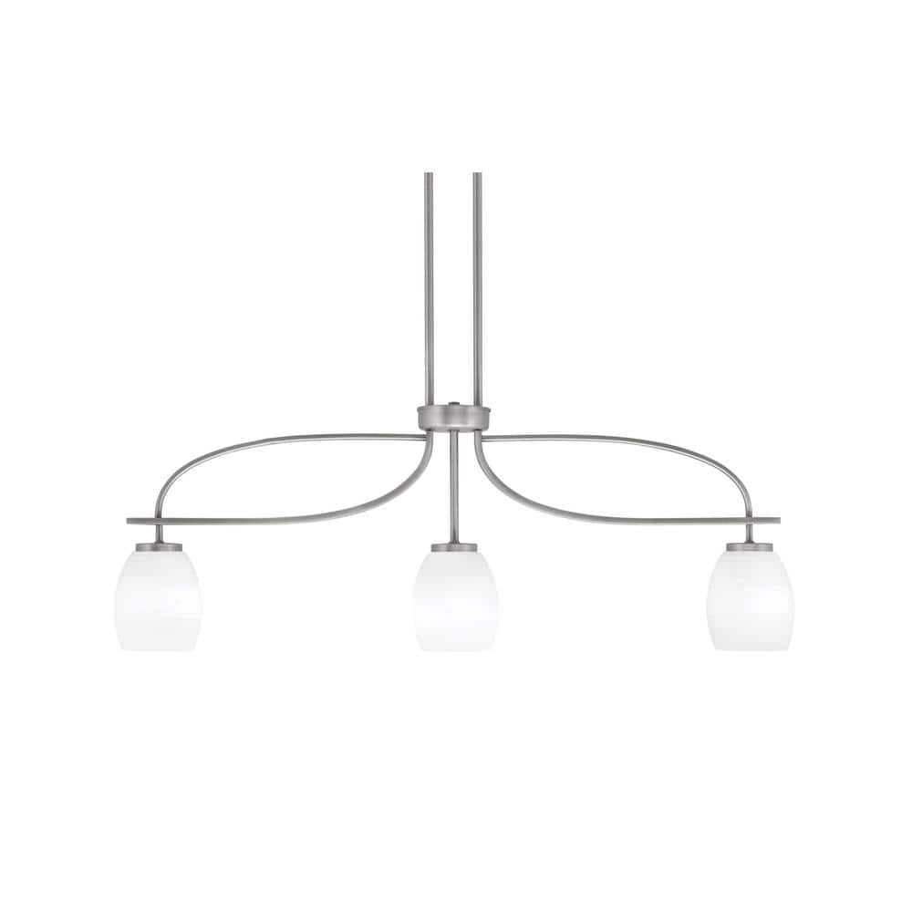 Olympia 3-Light Chandelier Graphite White Linen Glass
