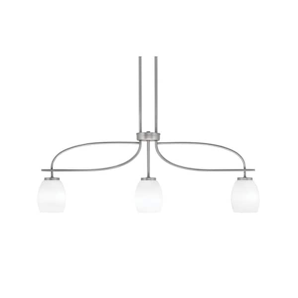 Unbranded Olympia 13.75 in. 3-Light Chandelier Graphite White Linen Glass Shade