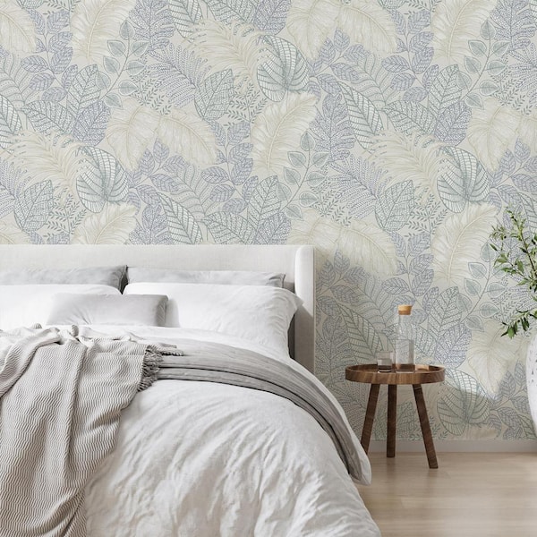Superfresco Easy Scattered Leaves Duck Egg Wallpaper