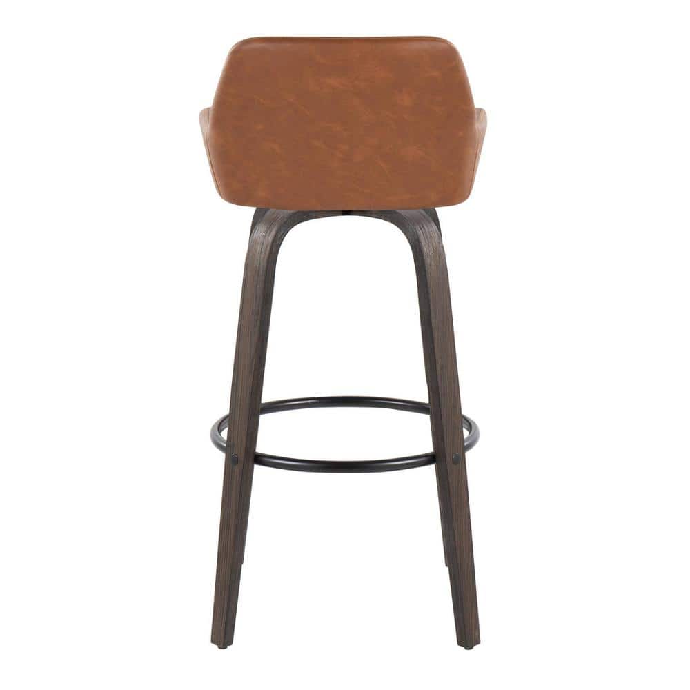 Daniella Dark Brown Faux Leather Swivel Bar Stools, Set of 2