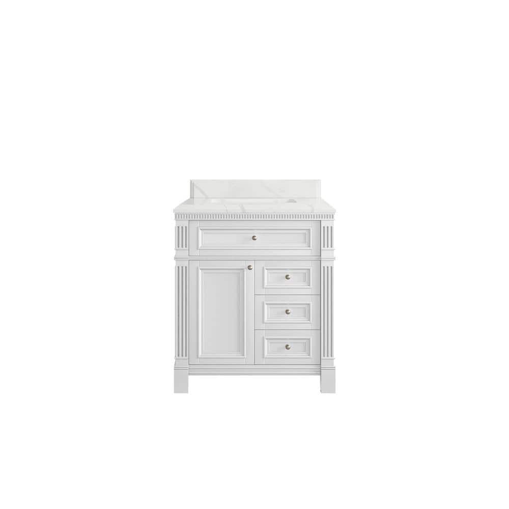 Paris 30 in. W x 22 in. D x 36 in. H Single Sink Bath Vanity Center in White with 1.5 in. Calacatta Laza qt. Top price history on PriceWatchPro