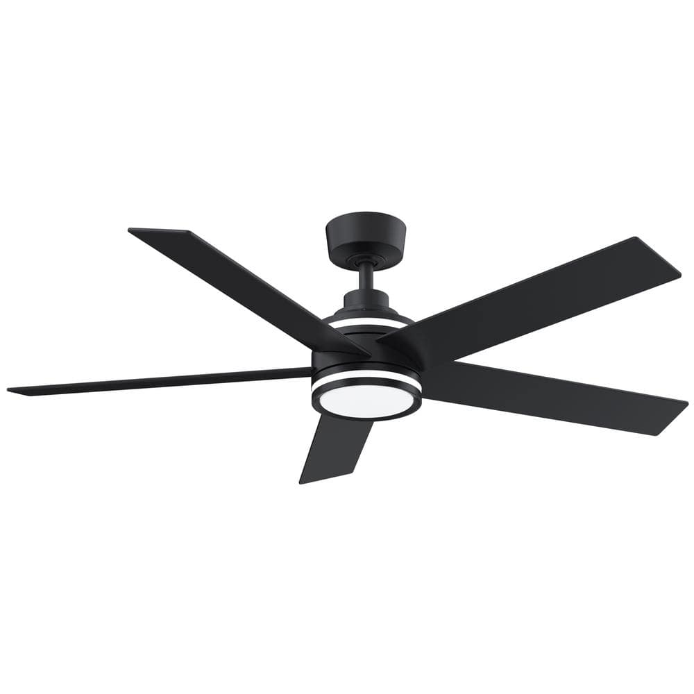 Hampton Bay Ashburrow 52 in. Indoor Matte Black Ceiling Fan with ...