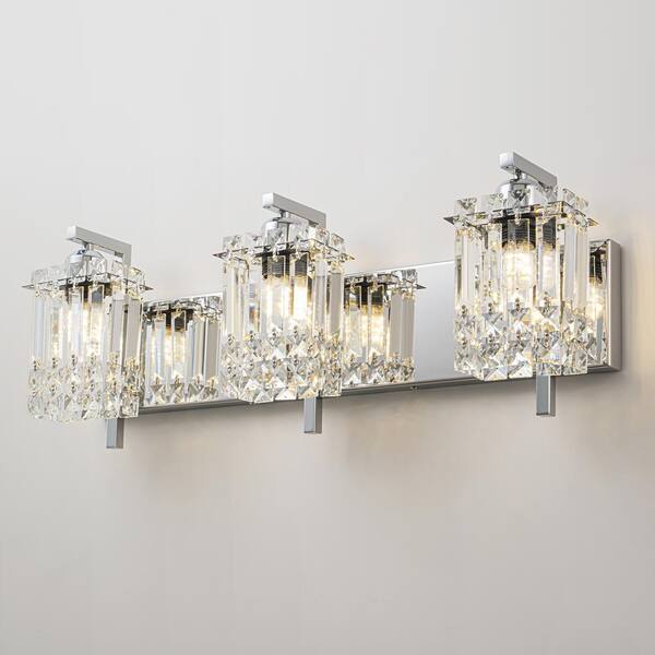 RRTYO Thery 25.5 in. 3-Light Chrome Modern Glam Rectangular