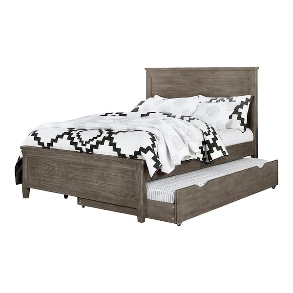 Rampini Gray Wood Frame Full Panel Bed with Trundle
