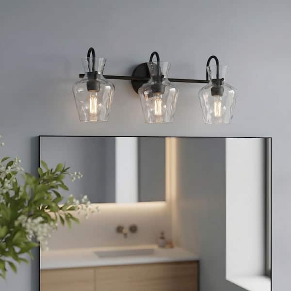 Quoizel Hollis 22 in. 3-Light Matte Black Vanity Light with Clear