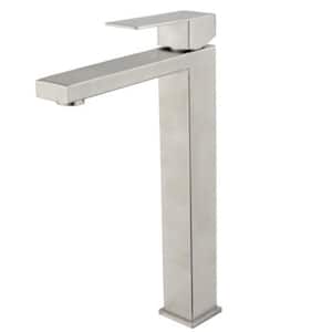 Stainless Steel Single Handle Single Hole Deck-Mounted Bath Vanity Sink Faucet with Waterfall in Brushed Nickel