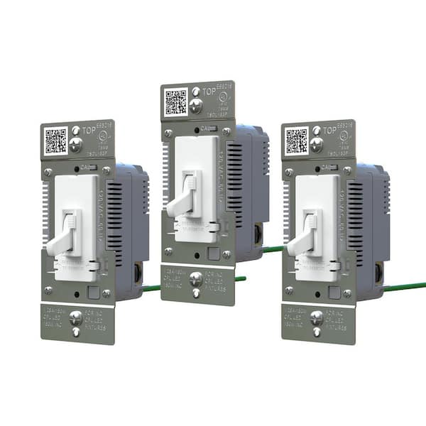 Toggle Slide 150W Advanced LED Dimmer, Single-Pole/3-Way, 3 Pack, White