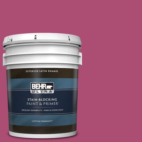 BEHR ULTRA 5 gal. #100B-7 Hot Pink Satin Enamel Exterior Paint & Primer
