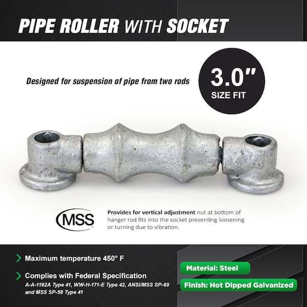 The Plumber's Choice 3 in. Galvanized Steel Hot Dipped Double Rod Pipe Roller with Sockets (5-Pack)