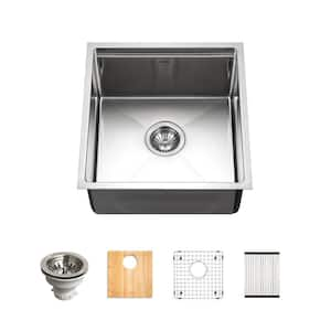 17 in. Novus 16-Gauge Stainless Steel Undermount Single Bowl Sliding Platform Workstation Kitchen Sink with Accessories