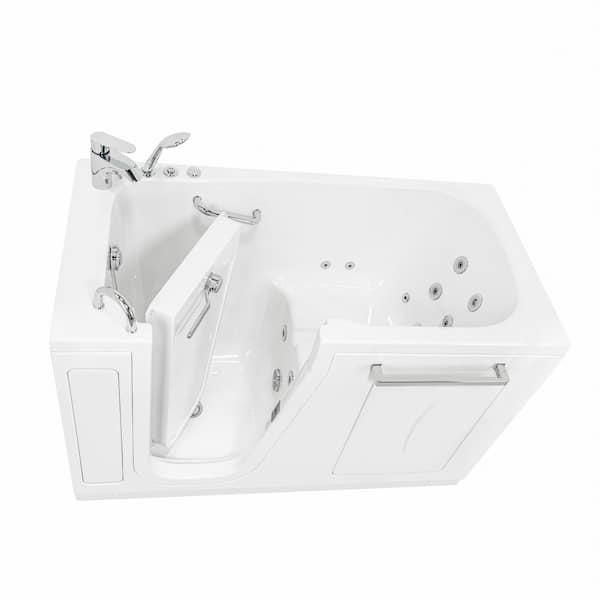 Zen 60 in. x 29.50 in. Acrylic Left Drain Walk-In Whirlpool Bathtub in White, Left Inward Swing Door, 2-Piece Faucet