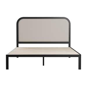 Molly 54 in. W Ivory Full Metal Frame with Rounded Upholstered Platform Bed