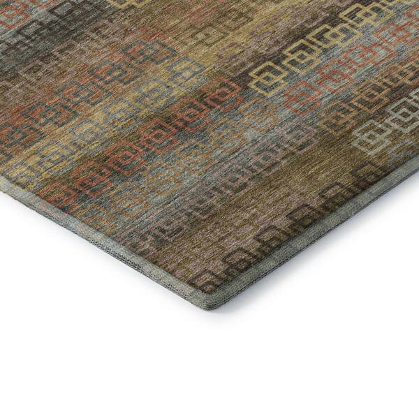 Mayfield Premium Machine Washable Abstract AMF2029 Brown 2 ft. x 7 ft. Runner Rug
