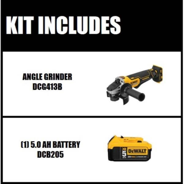20V MAX XR Cordless Brushless 4-1/2 in. Paddle Switch Small Angle Grinder with 20V 5.0Ah Battery Pack