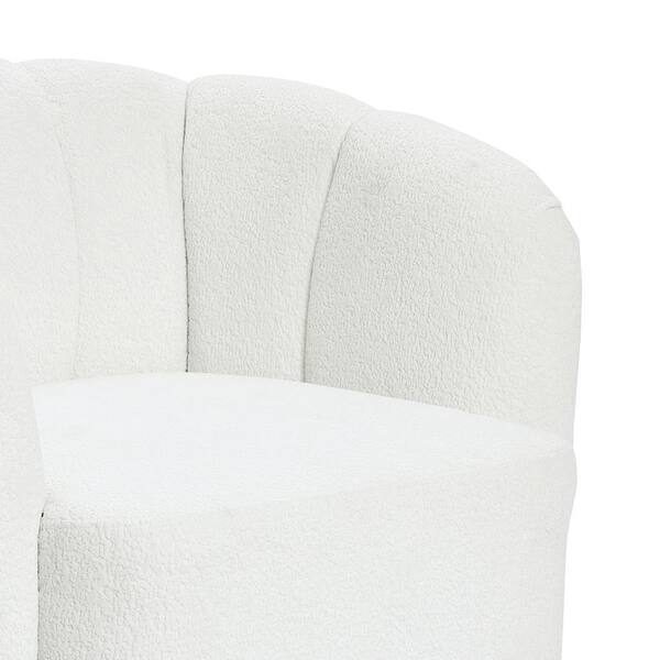 LuxenHome Modern Ivory Upholstered Boucle Swivel Barrel