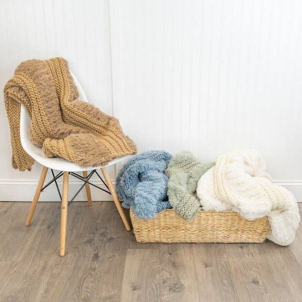 DONNA SHARP Plush Knit Camel Polyester Throw Blanket